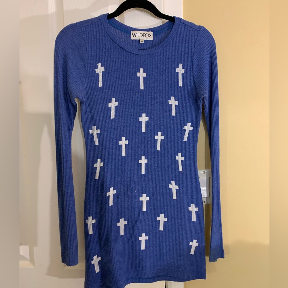 Wildfox Ribbed Long Sleeve Bodycon Sweater Mini Dress